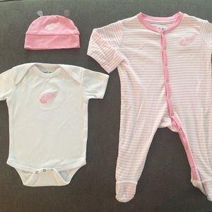 Three Piece Set:  Detroit Red Wings Baby girl